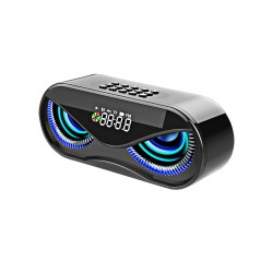 M6 Cool Owl Design Bluetooth Speaker LED Flash Wireless Loudspeaker FM Radio Alarm Clock