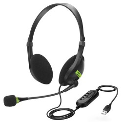 USB Headset With Microphone Noise Cancelling Computer PC Headset Lightweight Wired Headphones